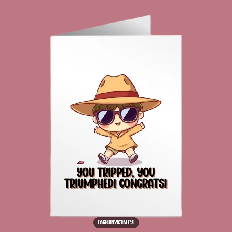 Free Printable Congrats Card: Funny Tripping Character for Instant Celebration!