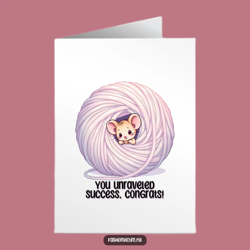 Free Printable Congrats Card: Mouse in Yarn for Complex Achievements