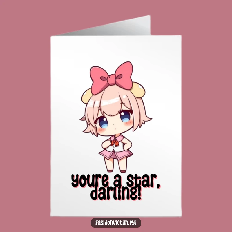 Free Printable Congratulations Card: Bow Character's Confident Success, Downloadable Humorous Gift