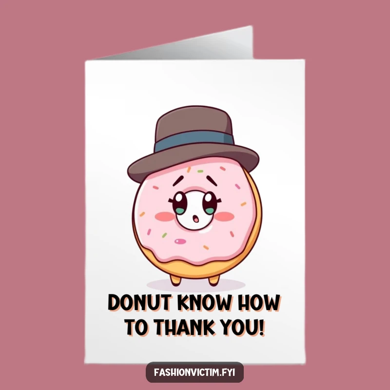 Free Printable Thank You Card: Shocked Donut, Designer Hat, Downloadable DIY Gift