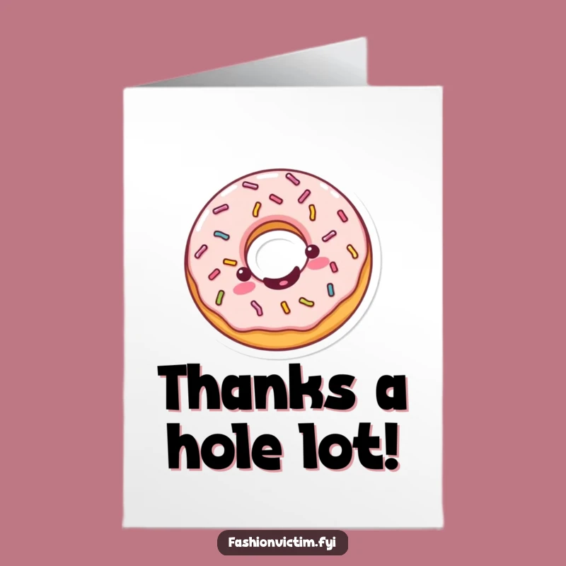 Free Printable Kawaii Donut Thanks Card - Funny Sprinkle Gratitude Downloadable Gift