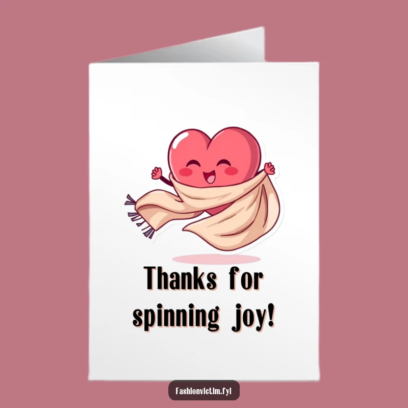 Free Printable Thank You Card: Expressive Heart Scarf Dancer - Funny Downloadable Card