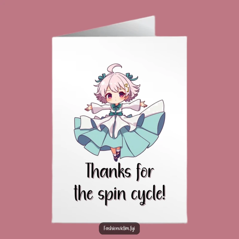 Free Printable Thank You Card: Ruffled Clothes Character - Easy Downloadable Gift
