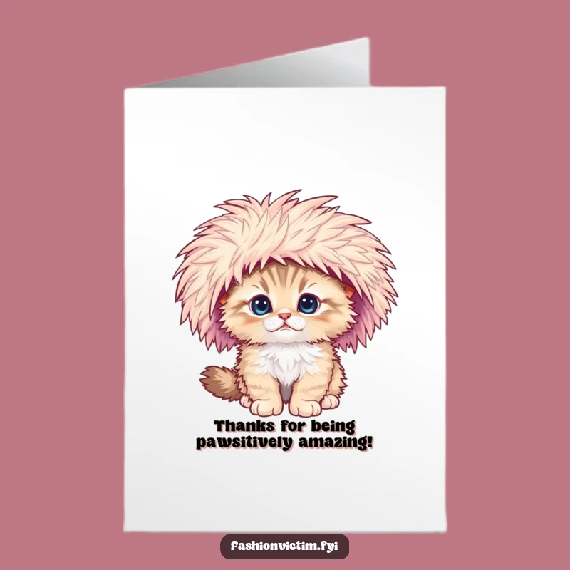 Free Printable Thank You Card: Clumsy Kitten Hat - Downloadable DIY Gift