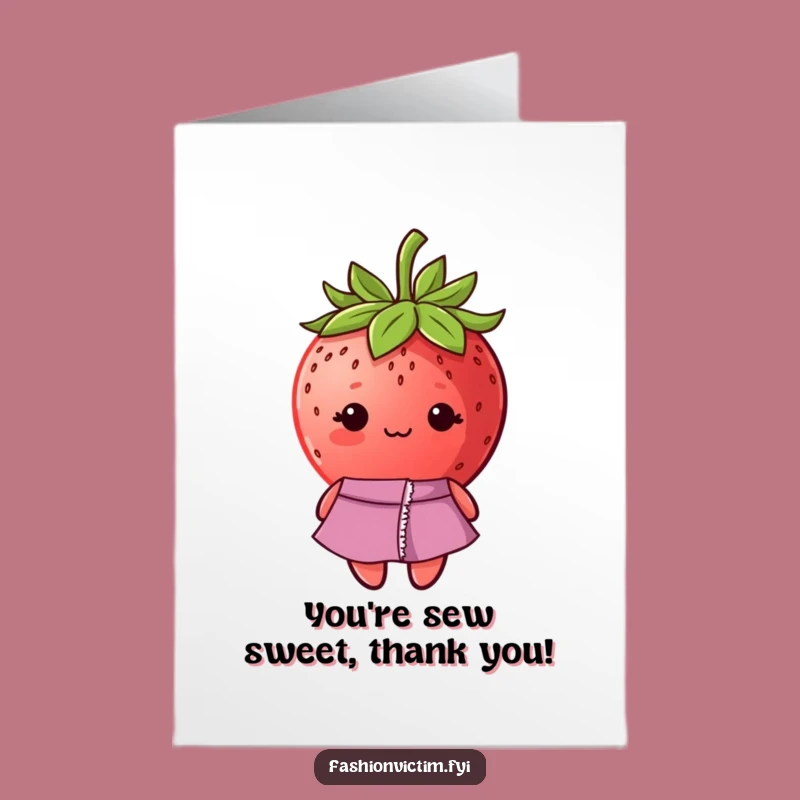 Free Printable Thank You Card - Shy Strawberry Fashion Embarrassment Downloadable Gift