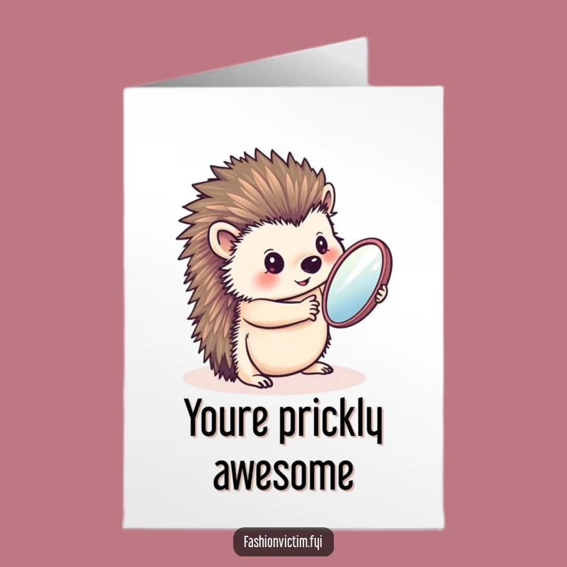 Funny Free Printable Thank You Card: Vain Hedgehog Mirror, Humorous Downloadable Gift of Appreciation