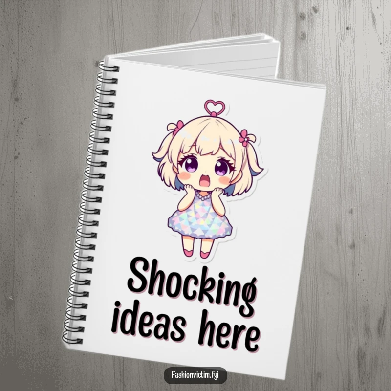 Funny notebook with a character shocked in a disco ball dress, perfect for notes, party plans, and creative ideas.