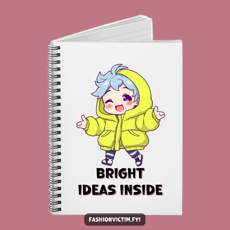 Funny Neon Puffy Jacket Notebook. Jot down ideas with vibrant flair.