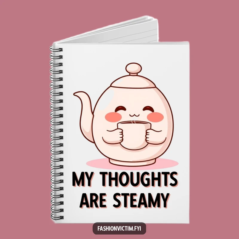 Funny Shy Teapot Notebook, Jot Down Ideas with a Blushing Teapot!