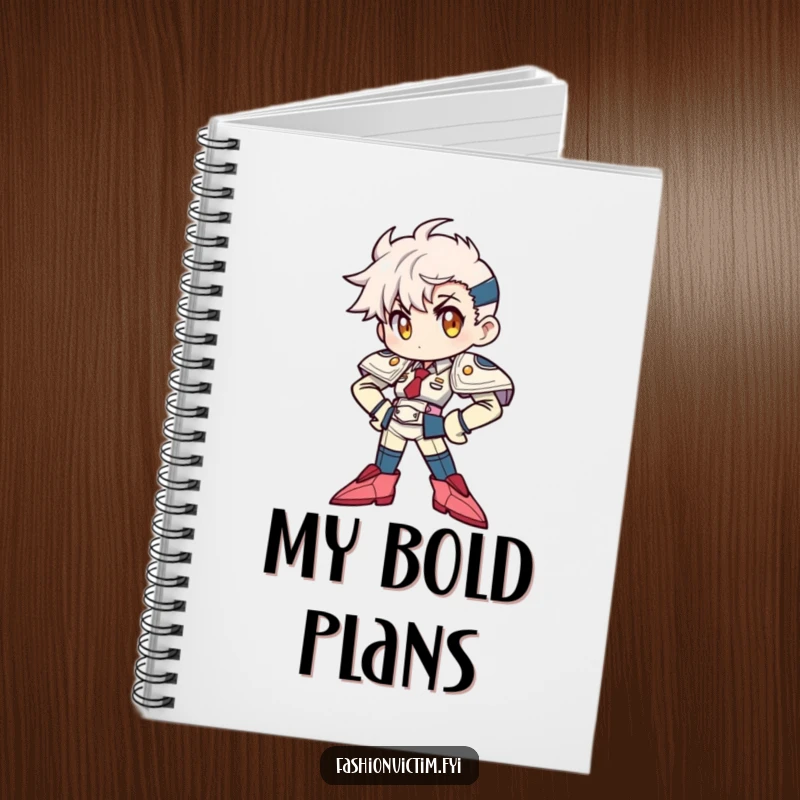 Funny Notebook: Character striking a powerful pose with shoulder pads and pointy shoes, perfect for humorous note-taking.