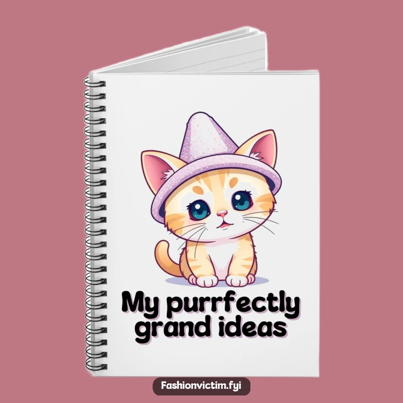 Funny Tiny Cat Sparkly Hat Notebook - Journal Your Fabulous Ideas