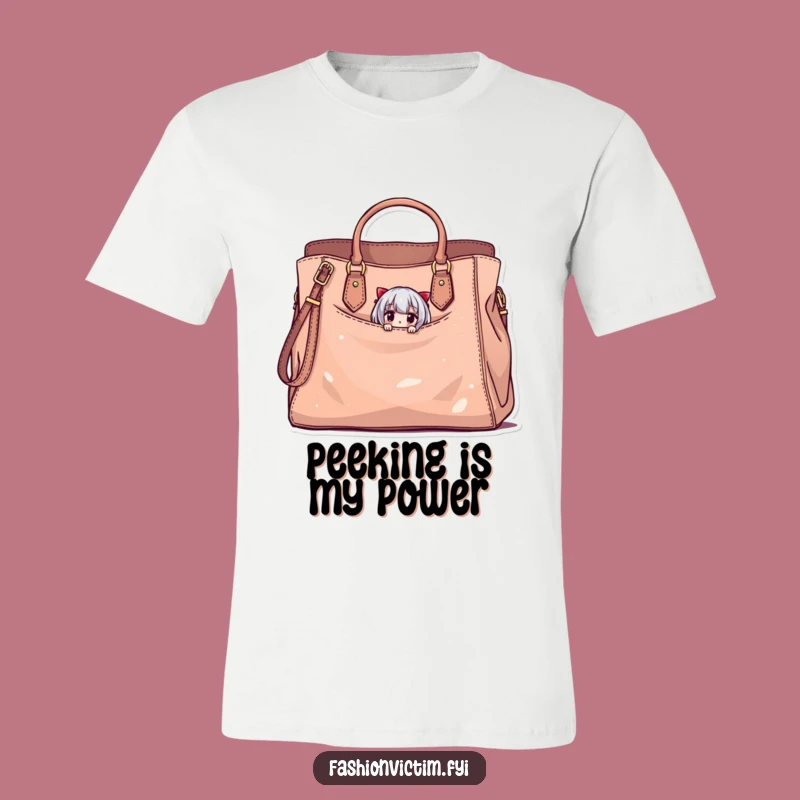 Funny Fashion Secret T-Shirt: Tiny Character in Big Bag, a Chic Funny Gift