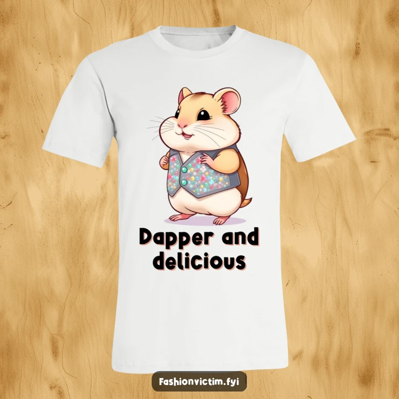 Funny Hamster T-Shirt: A charmingly plump hamster struts proudly wearing an impossibly small, shimmering sequined vest.