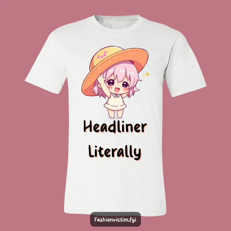 Funny Hat Enthusiast T-Shirt: Character with Giant Sequin Hat, a Fun Funny Gift