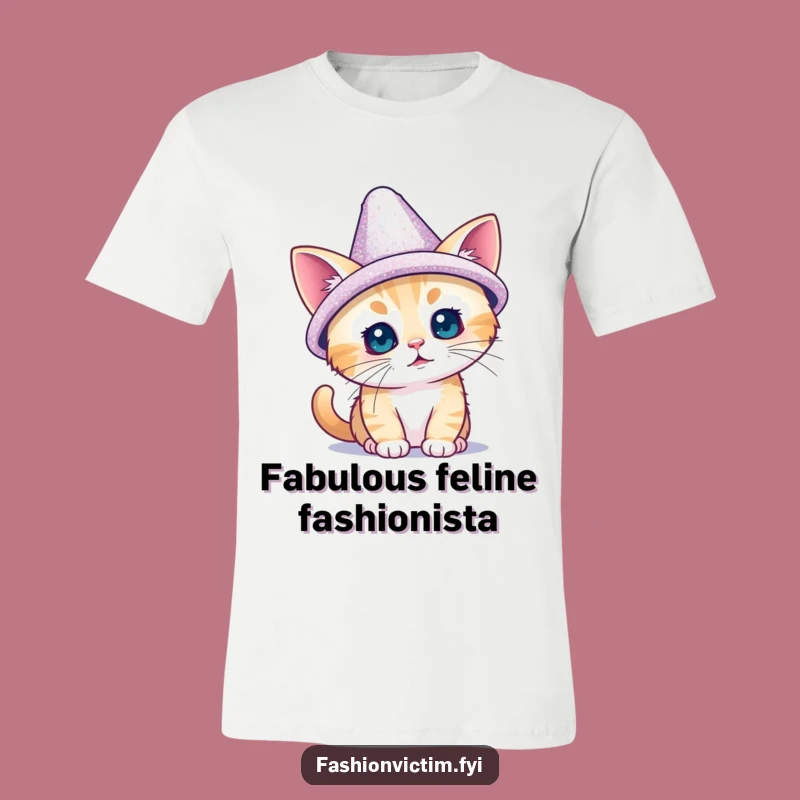 Funny Tiny Cat Sparkly Hat Tee - Cute & Humorous Cat Lover Gift