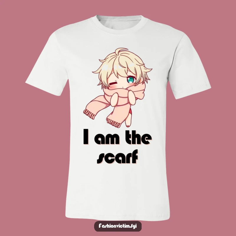 Funny Scarf Disaster T-Shirt: Bewildered Character, Flowing Scarf, Fun Funny Gift