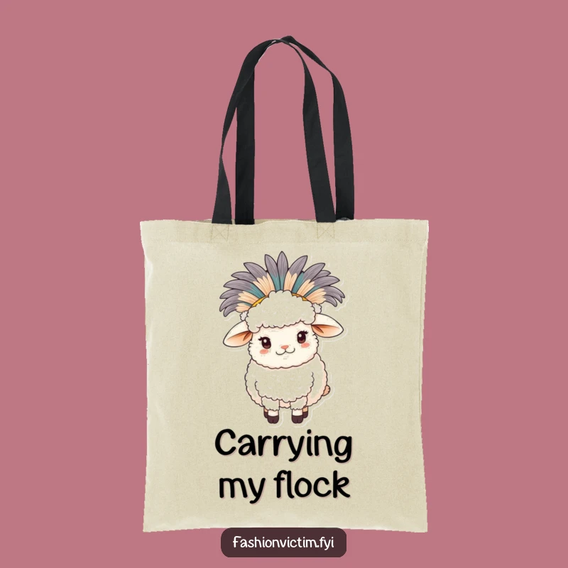 Funny Sheep Feather Hat Tote Bag: Carry Your Style with Farm Fresh Humor