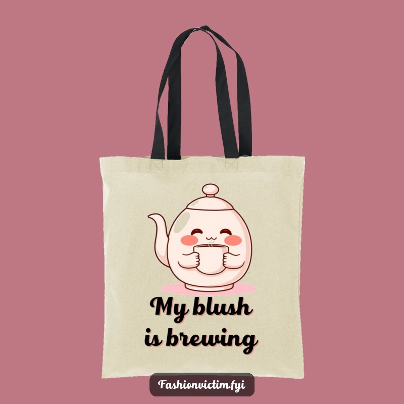 Funny Shy Teapot Tote Bag, Carry Your Essentials with This Blushing Bag!
