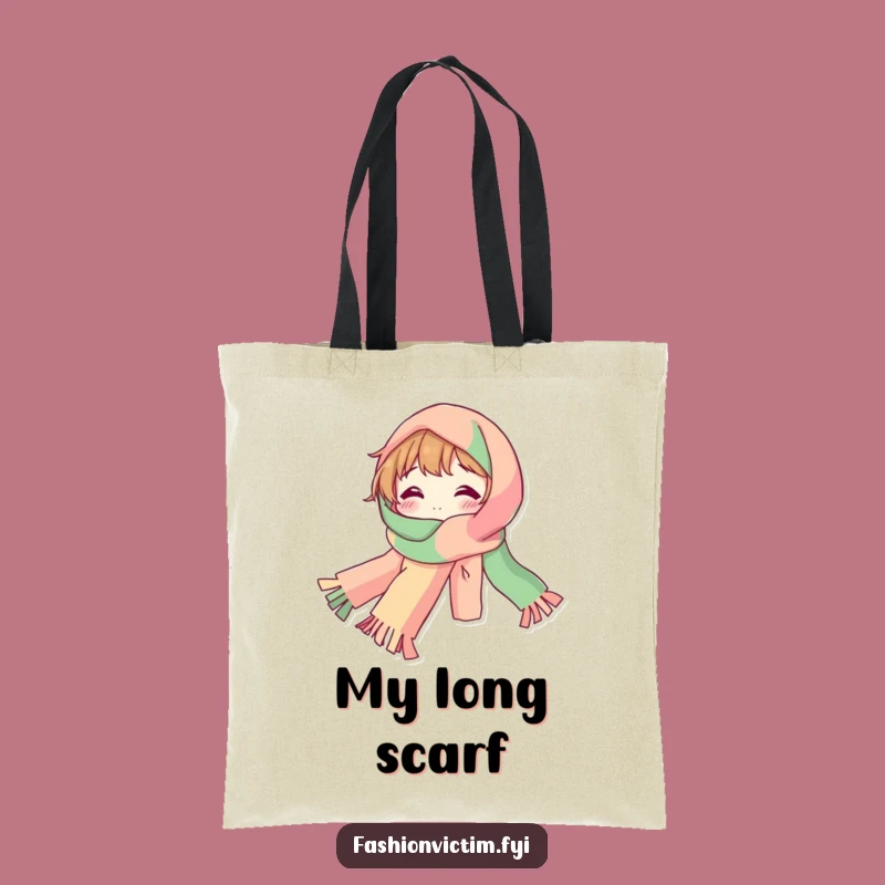Funny Bubbly Scarf Tote Bag: Colorful Character Carryall